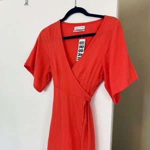 NWT Peach Pink Knit Wrap Dress - Urban Outfitters